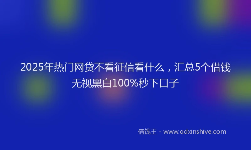 2025年热门网贷不看征信看什么,汇总5个借钱无视黑白100%秒下口子