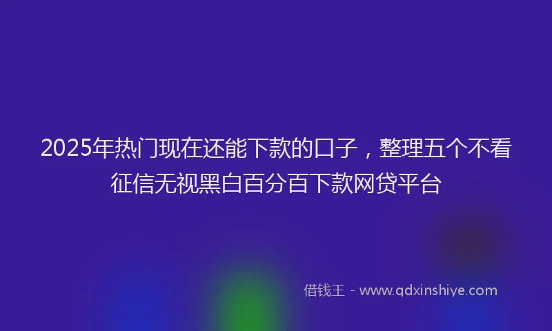 2025年热门现在还能下款的口子，整理五个不看征信无视黑白百分百下款网贷平台