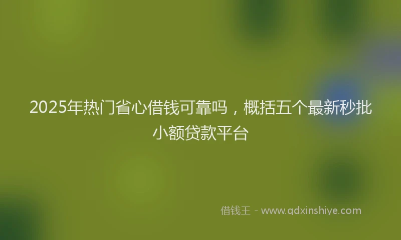 2025年热门省心借钱可靠吗，概括五个最新秒批小额贷款平台