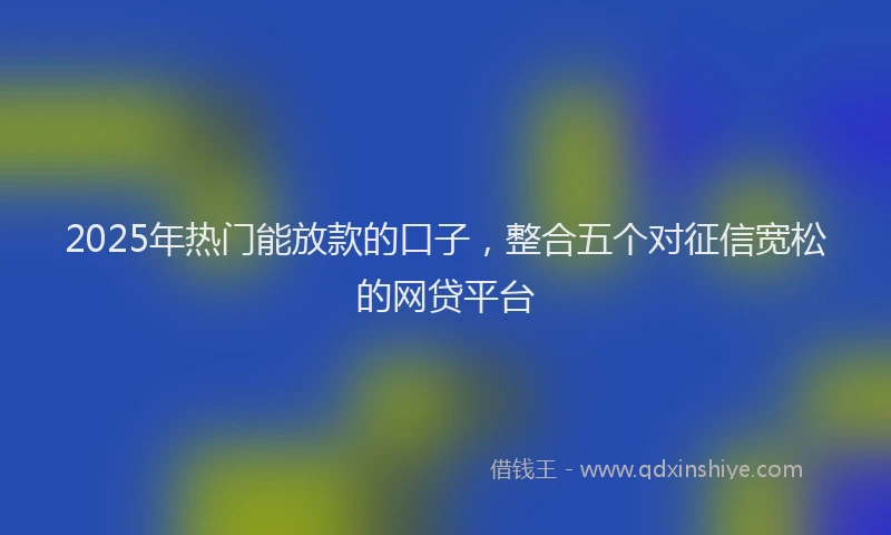 2025年热门能放款的口子,整合五个对征信宽松的网贷平台