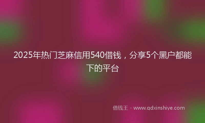 2025年热门芝麻信用540借钱，分享5个黑户都能下的平台
