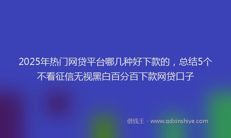 2025年热门网贷平台哪几种好下款的，总结5个不看征信无视黑白百分百下款网贷口子