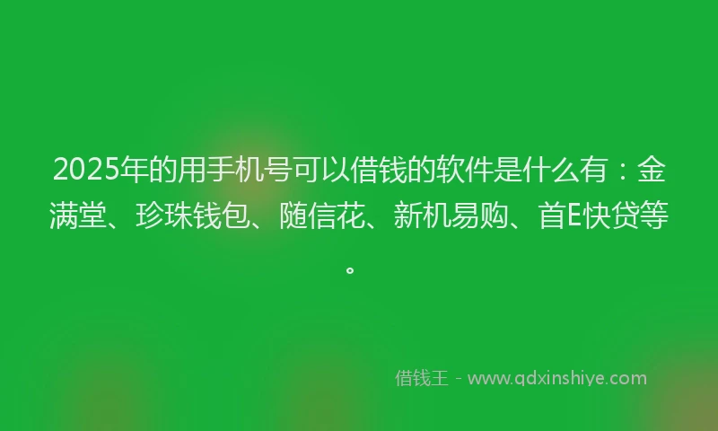 2025年的用手机号可以借钱的软件是什么有：金满堂、珍珠钱包、随信花、新机易购、首E快贷等。