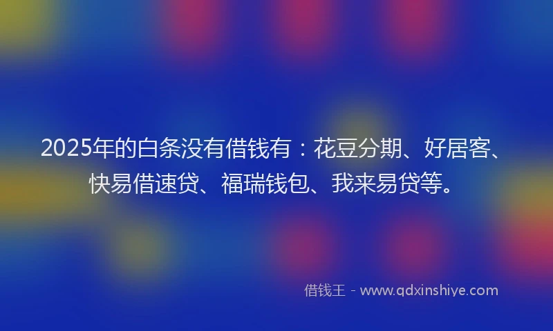 2025年的白条没有借钱有：花豆分期、好居客、快易借速贷、福瑞钱包、我来易贷等。