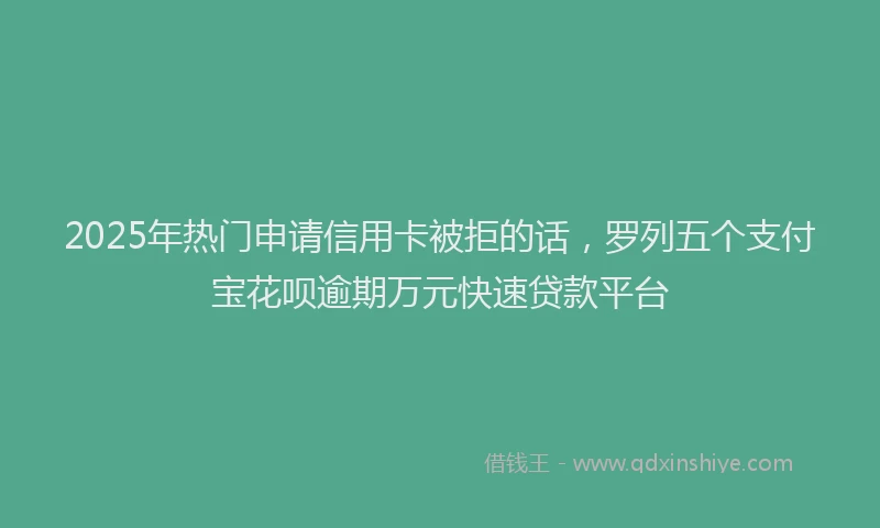 2025年热门申请信用卡被拒的话，罗列五个支付宝花呗逾期万元快速贷款平台