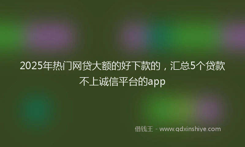 2025年热门网贷大额的好下款的，汇总5个贷款不上诚信平台的app