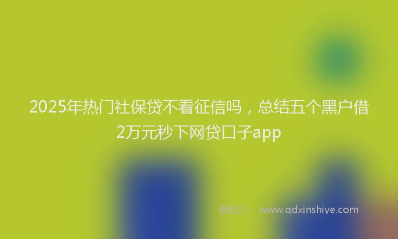 2025年热门社保贷不看征信吗，总结五个黑户借2万元秒下网贷口子app