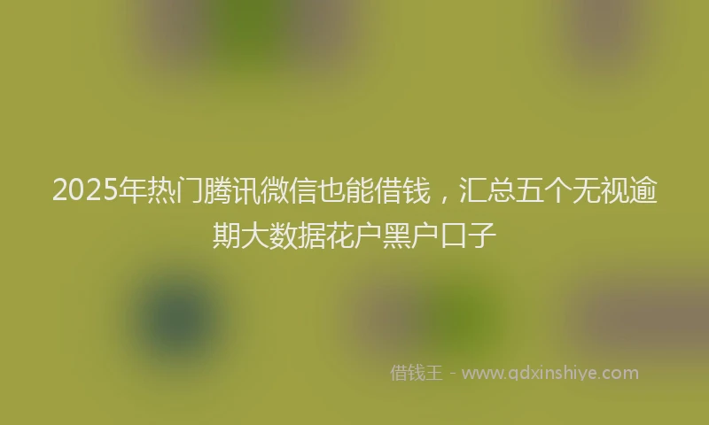 2025年热门腾讯微信也能借钱，汇总五个无视逾期大数据花户黑户口子