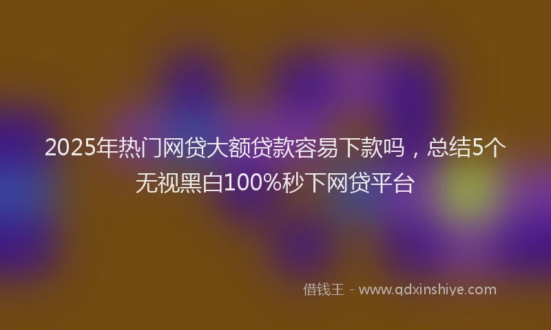 2025年热门网贷大额贷款容易下款吗，总结5个无视黑白100%秒下网贷平台