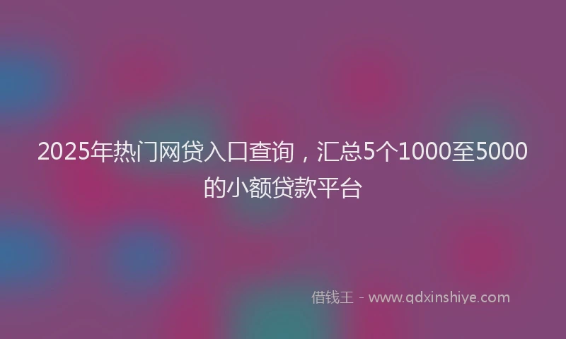 2025年热门网贷入口查询，汇总5个1000至5000的小额贷款平台