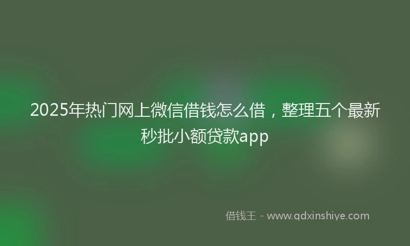 2025年热门网上微信借钱怎么借，整理五个最新秒批小额贷款app