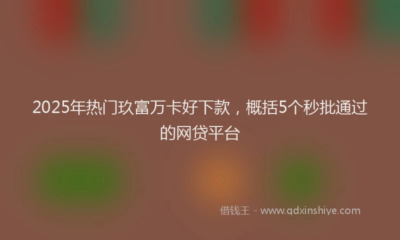 2025年热门玖富万卡好下款，概括5个秒批通过的网贷平台