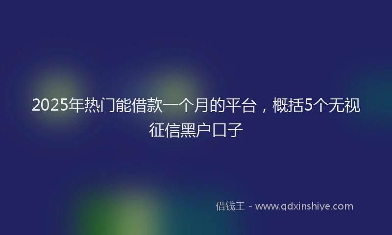 2025年热门能借款一个月的平台,概括5个无视征信黑户口子
