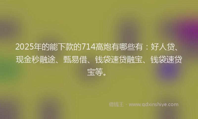 2025年的能下款的714高炮有哪些有：好人贷、现金秒融途、甄易借、钱袋速贷融宝、钱袋速贷宝等。