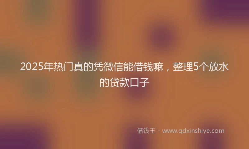2025年热门真的凭微信能借钱嘛，整理5个放水的贷款口子