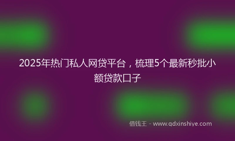 2025年热门私人网贷平台，梳理5个最新秒批小额贷款口子