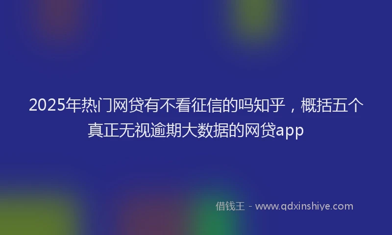 2025年热门网贷有不看征信的吗知乎，概括五个真正无视逾期大数据的网贷app