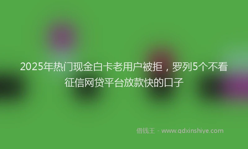 2025年热门现金白卡老用户被拒，罗列5个不看征信网贷平台放款快的口子