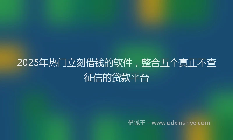 2025年热门立刻借钱的软件，整合五个真正不查征信的贷款平台