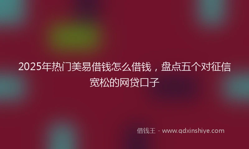 2025年热门美易借钱怎么借钱，盘点五个对征信宽松的网贷口子