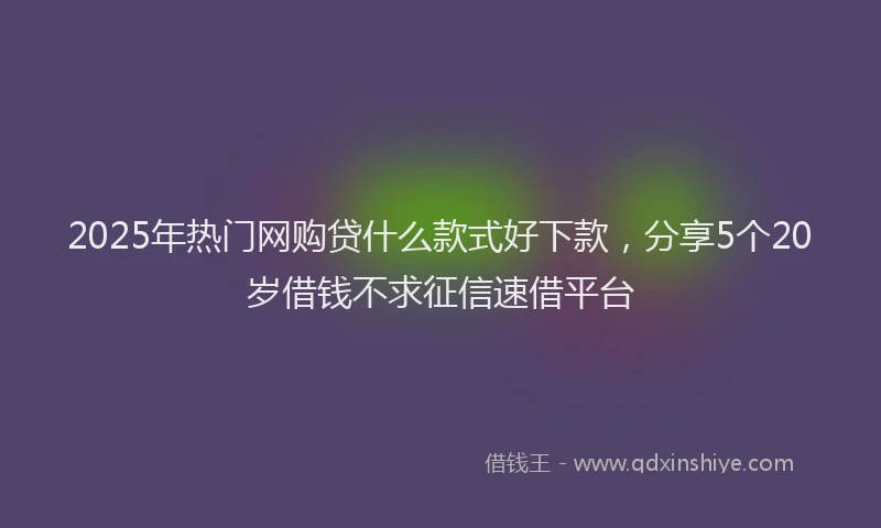 2025年热门网购贷什么款式好下款，分享5个20岁借钱不求征信速借平台