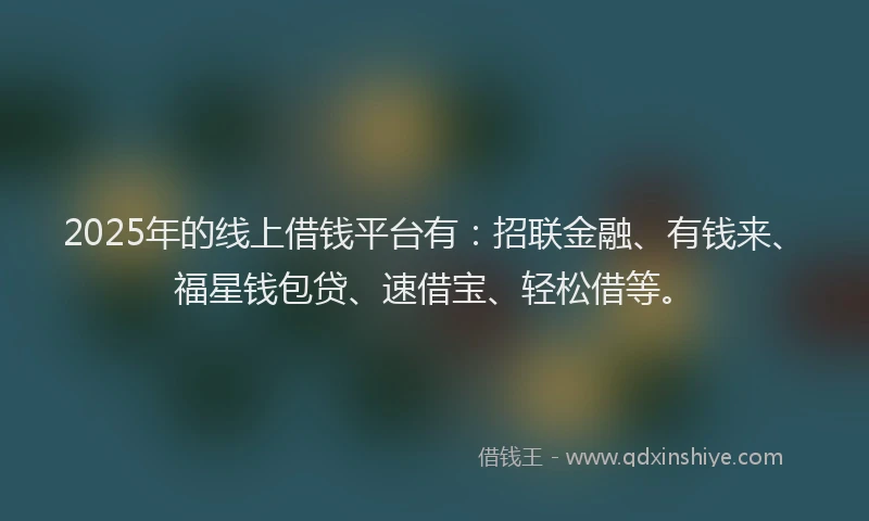 2025年的线上借钱平台有：招联金融、有钱来、福星钱包贷、速借宝、轻松借等。