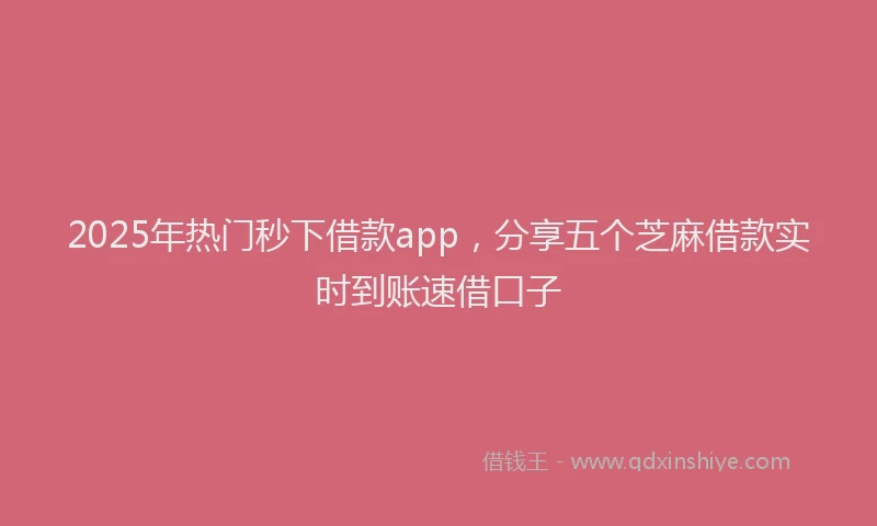 2025年热门秒下借款app，分享五个芝麻借款实时到账速借口子