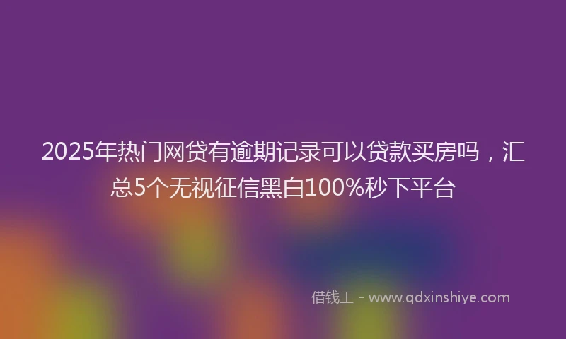 2025年热门网贷有逾期记录可以贷款买房吗，汇总5个无视征信黑白100%秒下平台