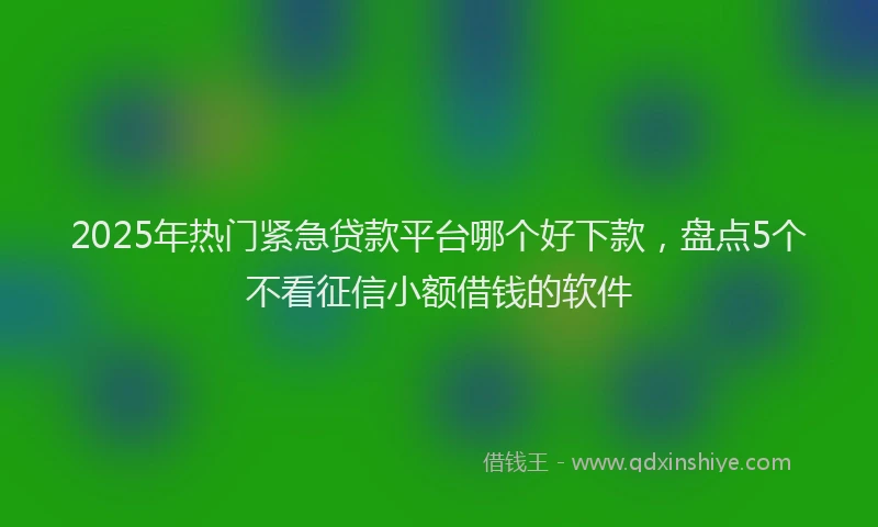 2025年热门紧急贷款平台哪个好下款，盘点5个不看征信小额借钱的软件