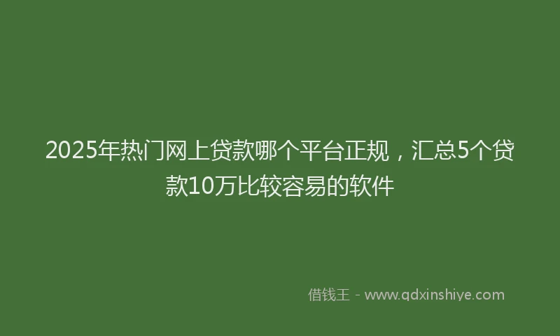 2025年热门网上贷款哪个平台正规，汇总5个贷款10万比较容易的软件