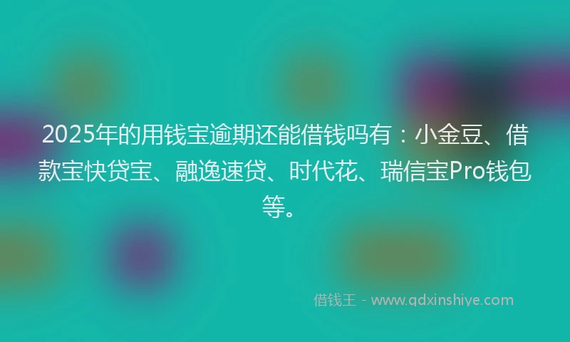 2025年的用钱宝逾期还能借钱吗有:小金豆、借款宝快贷宝、融逸速贷、时代花、瑞信宝Pro钱包等。