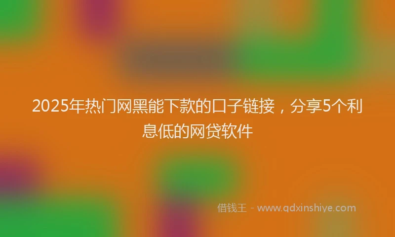 2025年热门网黑能下款的口子链接，分享5个利息低的网贷软件