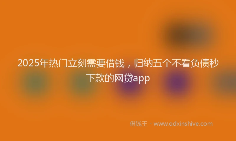2025年热门立刻需要借钱，归纳五个不看负债秒下款的网贷app
