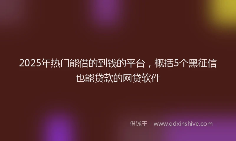 2025年热门能借的到钱的平台,概括5个黑征信也能贷款的网贷软件