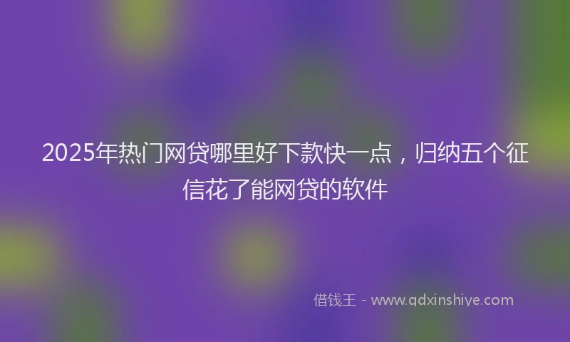 2025年热门网贷哪里好下款快一点,归纳五个征信花了能网贷的软件
