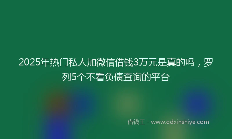 2025年热门私人加微信借钱3万元是真的吗，罗列5个不看负债查询的平台