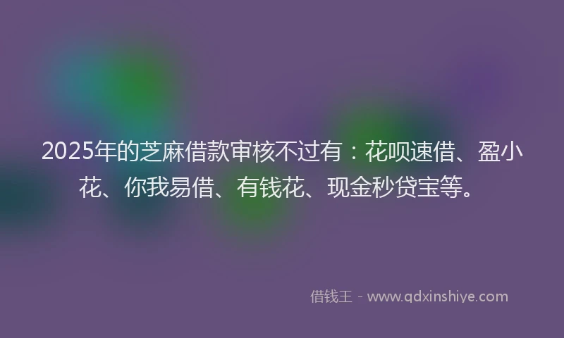 2025年的芝麻借款审核不过有：花呗速借、盈小花、你我易借、有钱花、现金秒贷宝等。