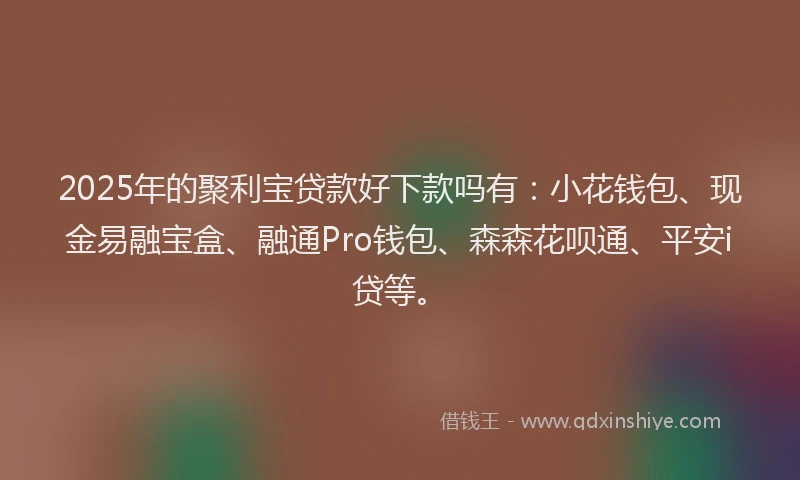 2025年的聚利宝贷款好下款吗有：小花钱包、现金易融宝盒、融通Pro钱包、森森花呗通、平安i贷等。