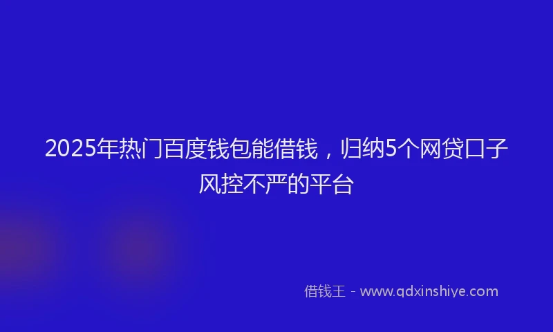 2025年热门百度钱包能借钱,归纳5个网贷口子风控不严的平台
