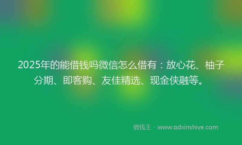 2025年的能借钱吗微信怎么借有:放心花、柚子分期、即客购、友佳精选、现金侠融等。