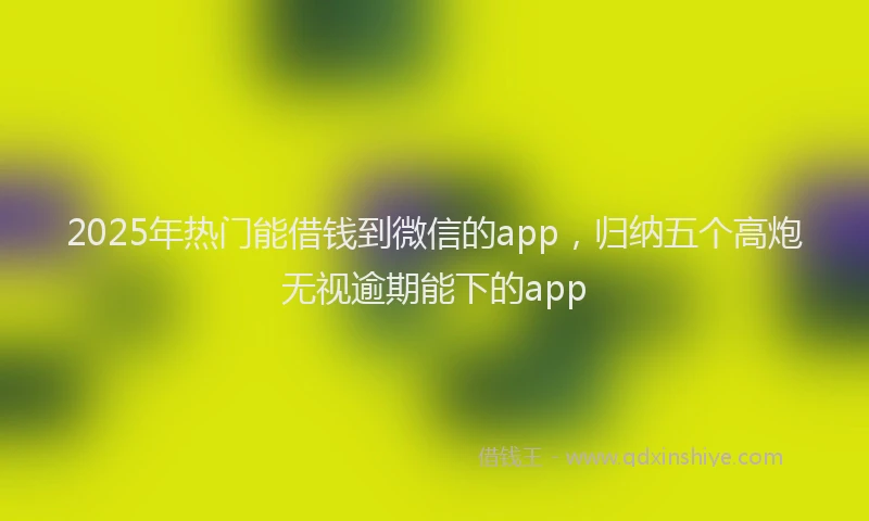 2025年热门能借钱到微信的app，归纳五个高炮无视逾期能下的app