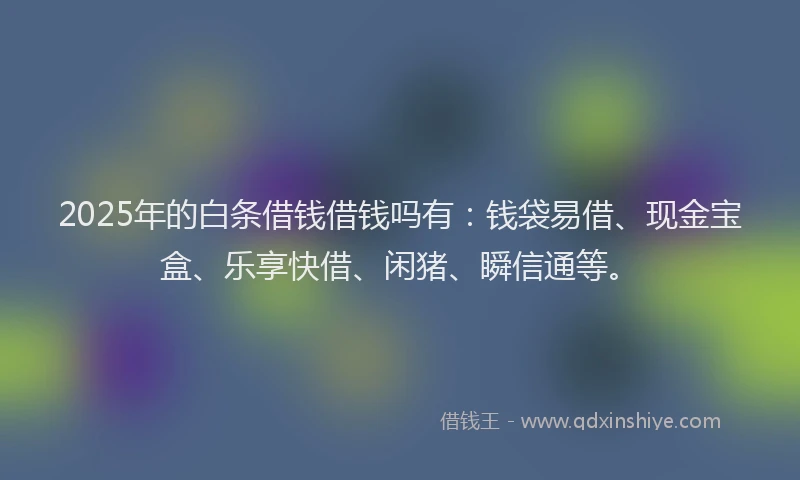 2025年的白条借钱借钱吗有：钱袋易借、现金宝盒、乐享快借、闲猪、瞬信通等。