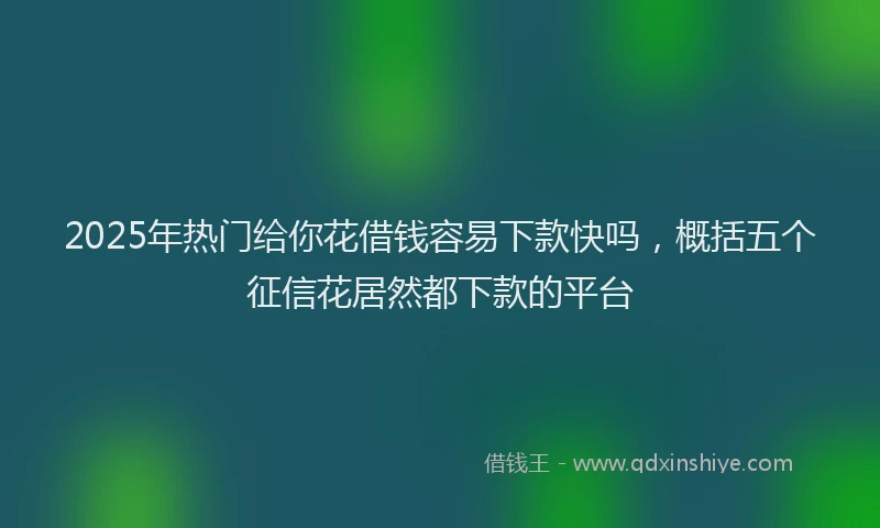 2025年热门给你花借钱容易下款快吗，概括五个征信花居然都下款的平台