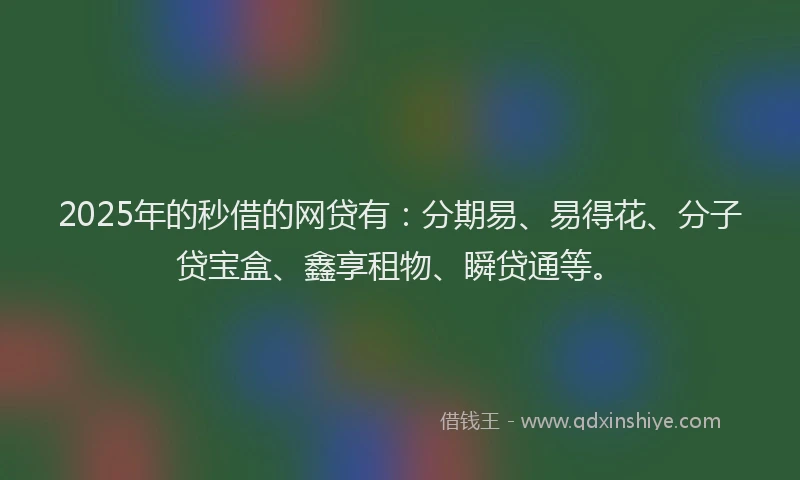 2025年的秒借的网贷有：分期易、易得花、分子贷宝盒、鑫享租物、瞬贷通等。