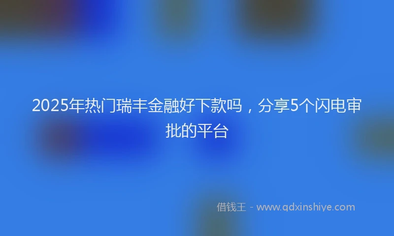 2025年热门瑞丰金融好下款吗，分享5个闪电审批的平台