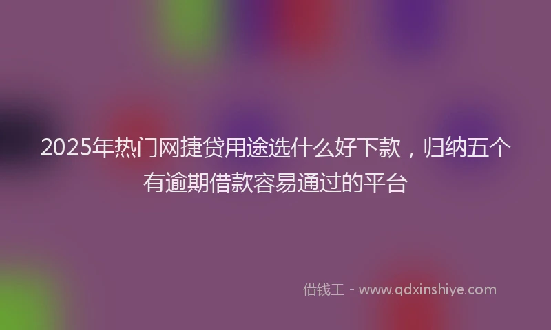 2025年热门网捷贷用途选什么好下款，归纳五个有逾期借款容易通过的平台