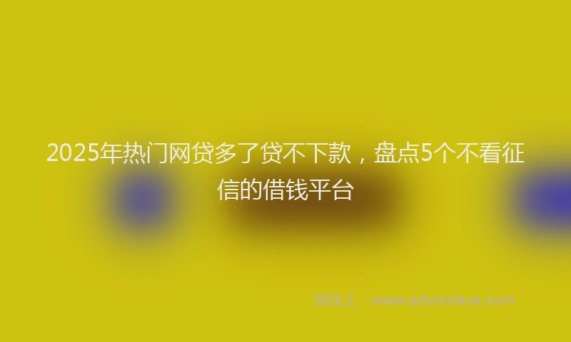 2025年热门网贷多了贷不下款，盘点5个不看征信的借钱平台