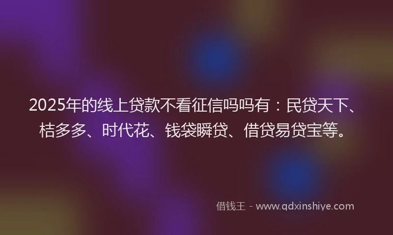2025年的线上贷款不看征信吗吗有：民贷天下、桔多多、时代花、钱袋瞬贷、借贷易贷宝等。
