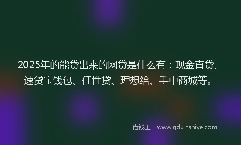 2025年的能贷出来的网贷是什么有：现金直贷、速贷宝钱包、任性贷、理想给、手中商城等。