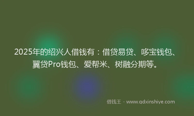 2025年的绍兴人借钱有：借贷易贷、哆宝钱包、翼贷Pro钱包、爱帮米、树融分期等。